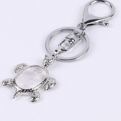 Porte-Clé Tortue "Amplification Énergétique" en Cristal de Roche