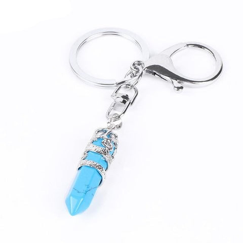 Porte-clés Dragon "Stabilisation" en Howlite Turquoise