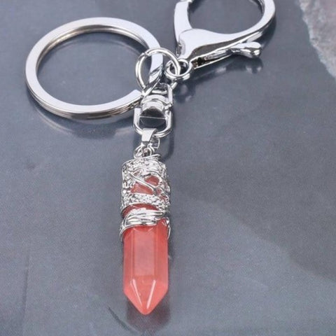 Porte-clés Dragon "Apaisement" en Tourmaline Rose