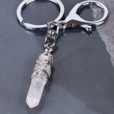 Porte-clés Dragon "Amplification Énergétique" en Cristal de Roche