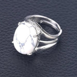 Bague Ovale "Stabilisation" en Howlite