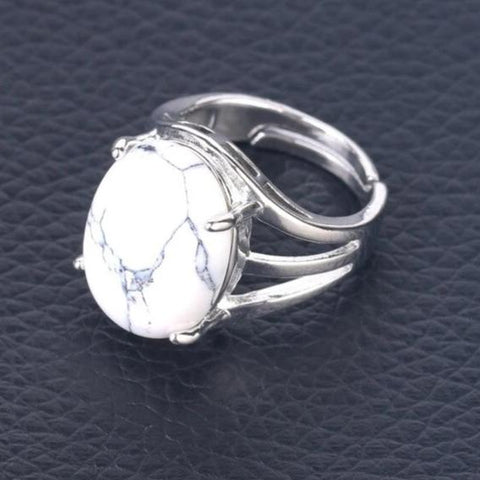 Bague Ovale "Stabilisation" en Howlite