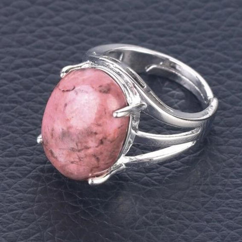 Bague Ovale "Équilibre et Stabilité" en Rhodonite