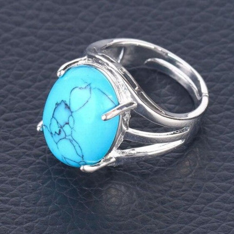 Bague Ovale "Stabilisation" en Howlite Turquoise