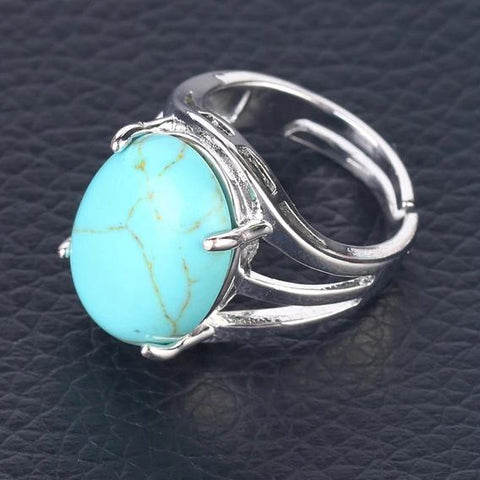 Bague Ovale "Équilibre" en Turquoise