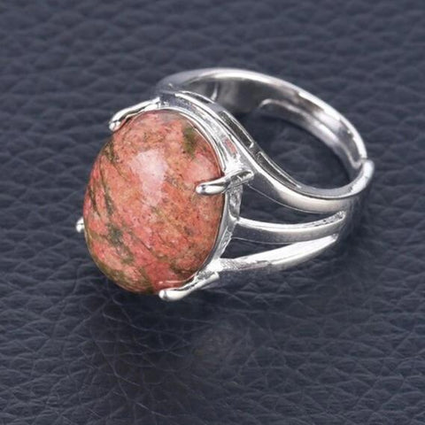 Bague Ovale "Anti-blocage" en Unakite