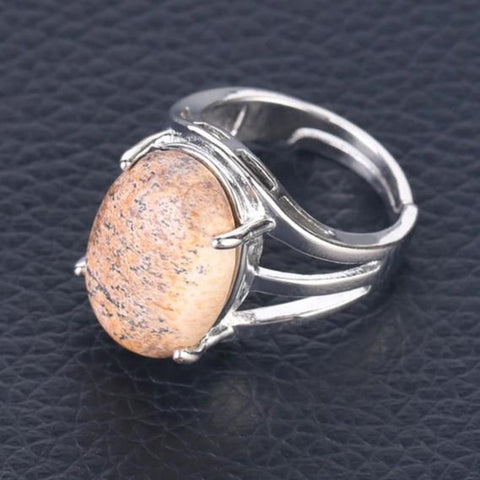 Bague Ovale "Patience" en Jaspe Paysage