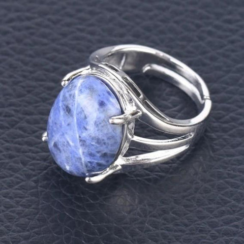 Bague Ovale "Stabilité" en Sodalite