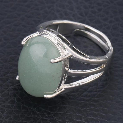 Bague Ovale "Connaissance" en Aventurine Verte