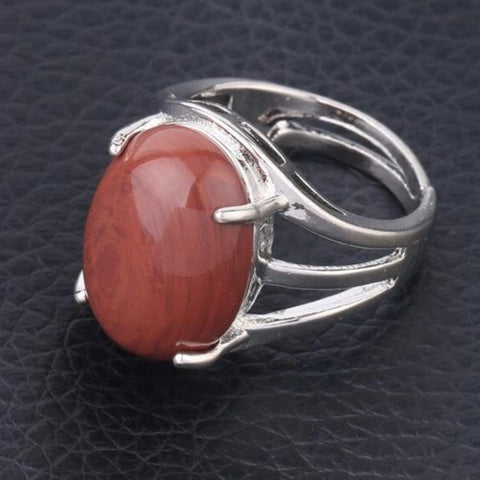 Bague Ovale "Anti-stress" en Jaspe Rouge