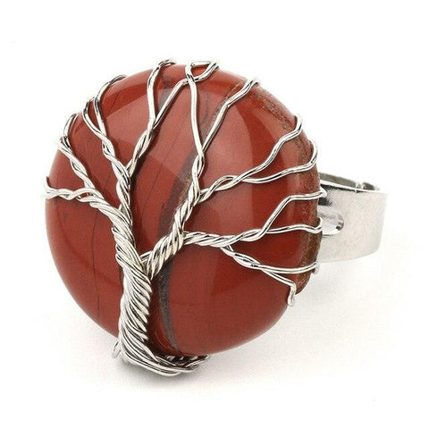 Bague Arbre de Vie "Anti-stress" en Jaspe Rouge