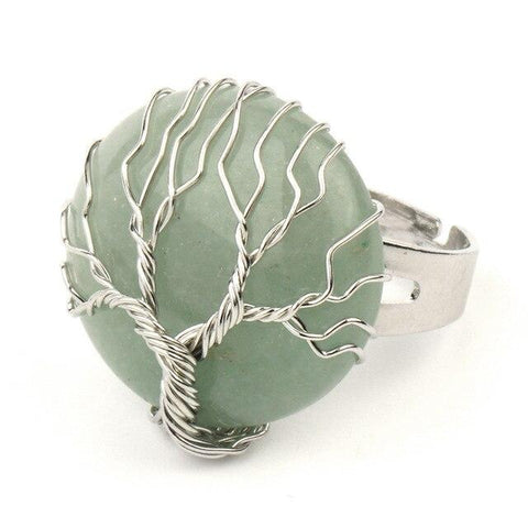 Bague Arbre de Vie "Connaissance" en Aventurine Verte