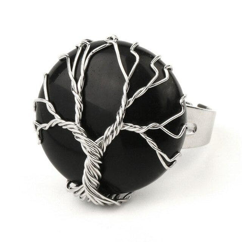 Bague Arbre de Vie "Enracinement" en Onyx