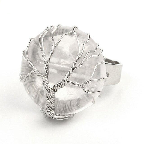 Bague Arbre de Vie "Amplification Énergétique" en Cristal de Roche