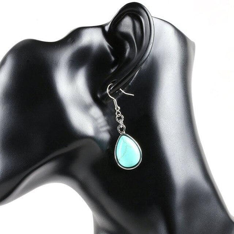 Boucles d'Oreilles Goutte d'Eau "Équilibre" en Turquoise