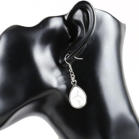 Boucles d'Oreilles Goutte d'Eau "Stabilisation" en Howlite