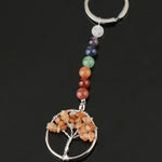 Porte-clés Arbre de Vie 7 Chakras "Sagesse" en Jade Orange
