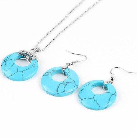 Ensemble Solaire Aztèque "Stabilisation" en Howlite Turquoise