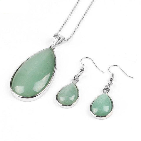 Ensemble Goutte "Connaissance" en Aventurine Verte