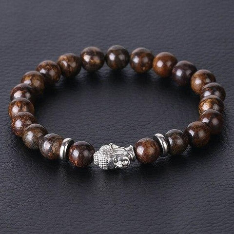 Bracelet Bouddha Argenté "Solidification" en Bronzite