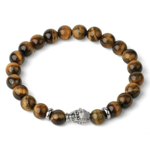 Bracelet Bouddha Argenté "Confiance et Protection" en Œil de Tigre
