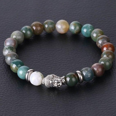 Bracelet Bouddha Argenté "Chance" en Agate Indienne
