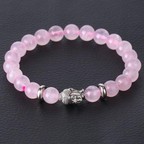 Bracelet Bouddha Argenté "Tendresse" en Quartz Rose