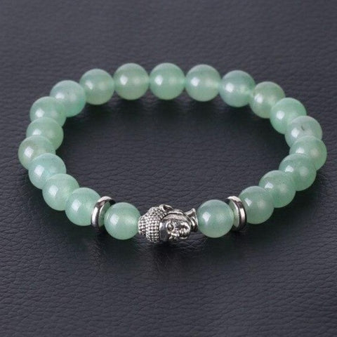 Bracelet Bouddha Argenté "Connaissance" en Aventurine Verte