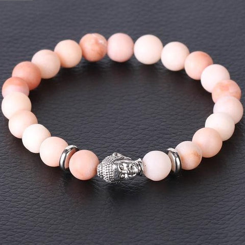 Bracelet Bouddha Argenté "Dynamisante" en Aventurine Rose