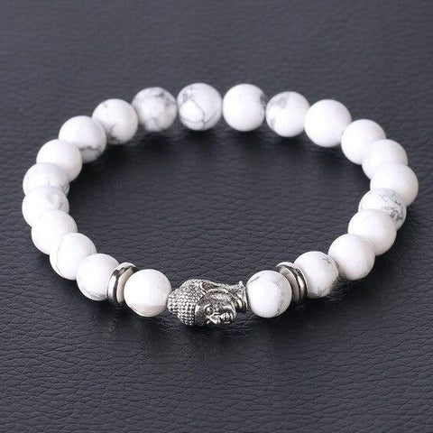 Bracelet Bouddha Argenté "Stabilisation" en Howlite