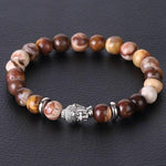 Bracelet Bouddha Argenté "Victoire et réussite" en Jaspe Zébré