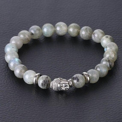 Bracelet Bouddha Argenté "Bouclier de Protection" en Labradorite