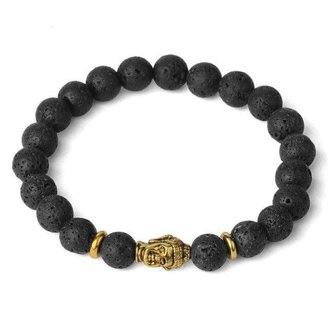 Bracelet Bouddha Doré "Guide" en Pierre de Lave