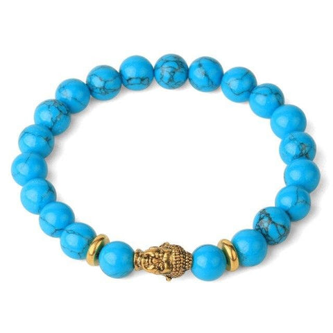Bracelet Bouddha Doré "Stabilisation" en Howlite Turquoise
