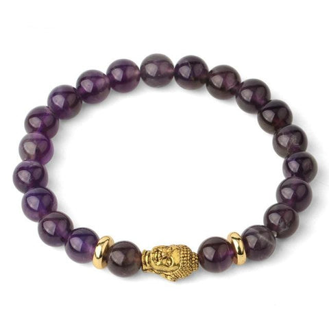 Bracelet Bouddha Doré "Humilité" en Améthyste