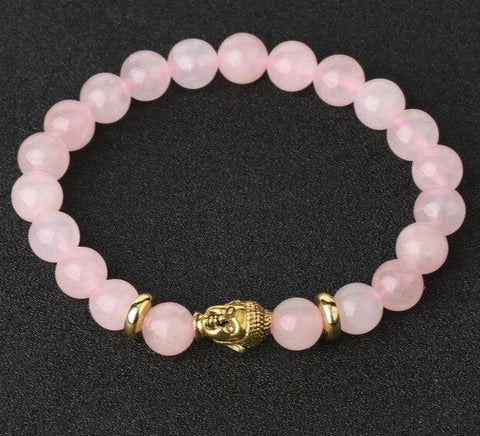 Bracelet Bouddha Doré "Tendresse" en Quartz Rose