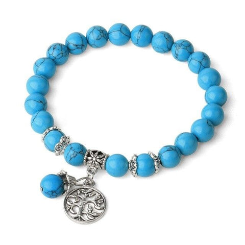 Bracelet Arbre de Vie "Stabilisation" en Howlite Turquoise