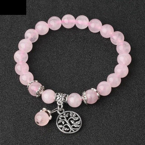 Bracelet Arbre de Vie "Tendresse" en Quartz Rose