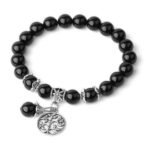 Bracelet Arbre de Vie "Force et Instinct" en Agate Noire