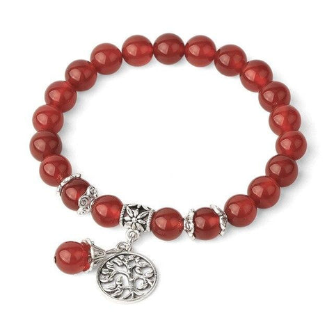 Bracelet Arbre de Vie "Positif" en Agate Rouge