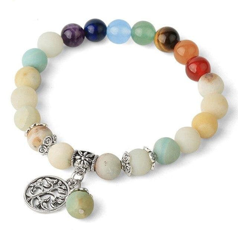 Bracelet Arbre de Vie 7 Chakras "Bonheur et Tendresse" en Amazonite
