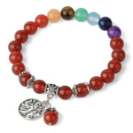Bracelet Arbre de Vie 7 Chakras "Positif" en Agate Rouge