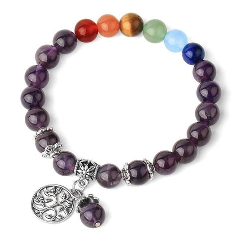 Bracelet Arbre de Vie 7 Chakras "Humilité" en Améthyste