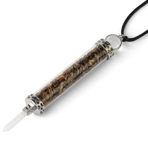 Pendentif Grande Fiole "Confiance et Protection" en Œil de Tigre