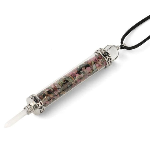 Pendentif Grande Fiole "Créativité" en Tourmaline Multicolor