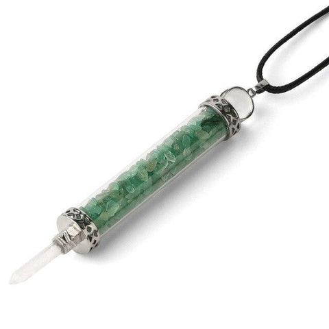 Pendentif Grande Fiole "Connaissance" en Aventurine Verte