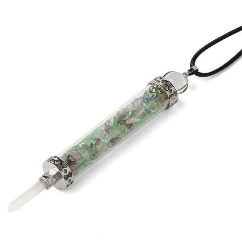 Pendentif Grande Fiole "Concentration" en Fluorite
