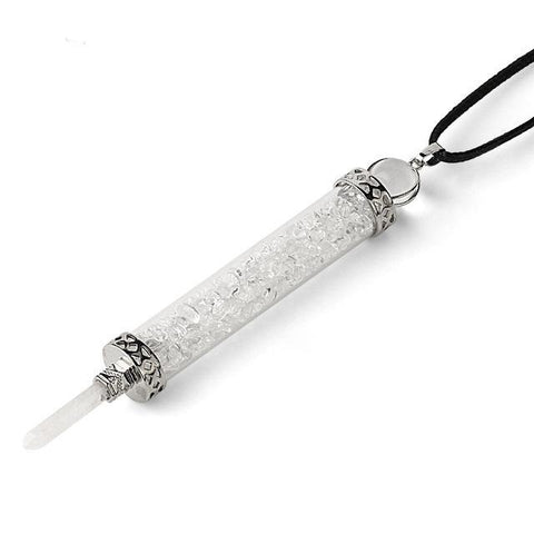 Pendentif Grande Fiole "Amplification Énergétique" en Cristal de Roche