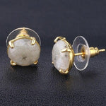 Boucle d'Oreille Ronde Facetté "Bouclier de Protection" en Labradorite
