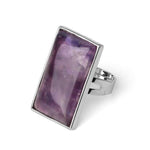 Bague Rectangle "Humilité" en Améthyste